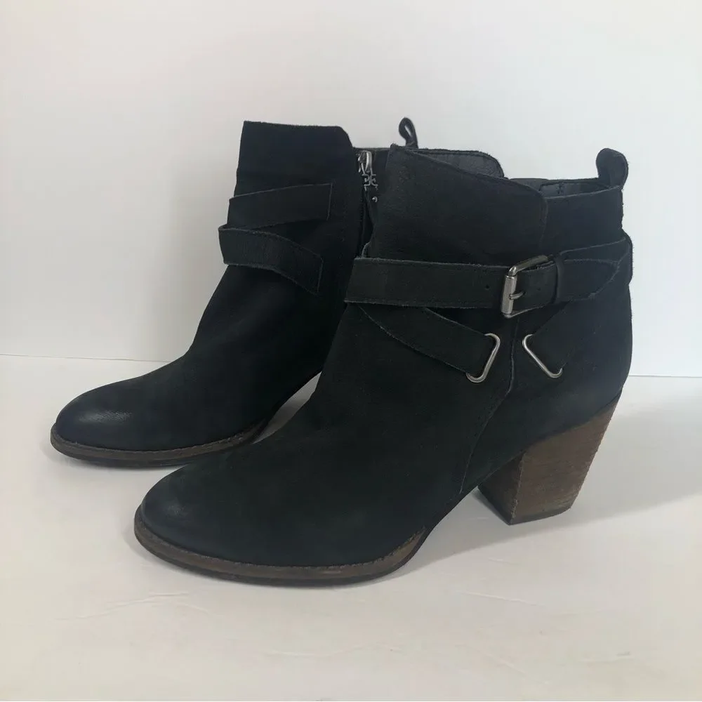 Sam Edelman Morris Buckle Wrap Ankle Bootie Suede Leather 8.5